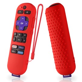 Silicone Case for Roku Express 4K+ Voice Remote RCA1R, Roku Voice Remote Cover Roku Streaming Stick 4K Silicone Sleeve with Lanyard(Red