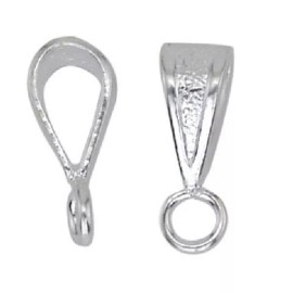 Beadalon Bail, 10 Beadalon Silver Plated Brass 10mm Textured Fancy Pendant Slide On Bails