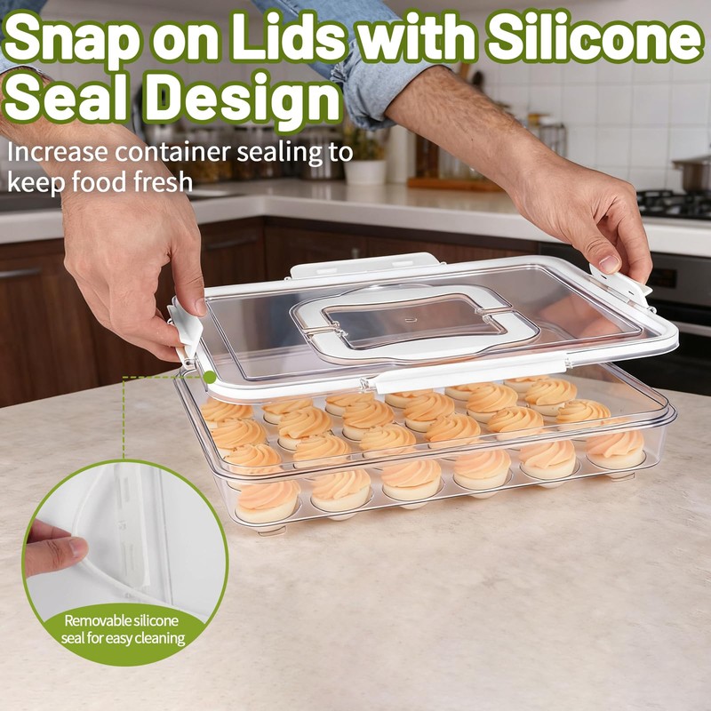 RoskDeewat Deviled Egg Containers with Lid, 2 Pack Thick Clear
