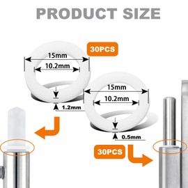 CPYJW Pack of 60 Plastic Room Doors, Washers Door Hinges (30 Pieces 15 x 1.2 mm + 30 Pieces 15 x 0.5 mm) Fitschenringe Room Doors Mounting Rings Without Abrasion Marks (White)
