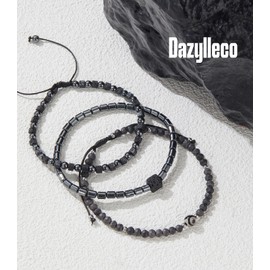 Dazylleco Men's Pearl Bracelet Natural Stone Multi-Layer Bracelet Braided Adjustable Jewellery Set Men's Gift Father's Day, Stone, No gemstone