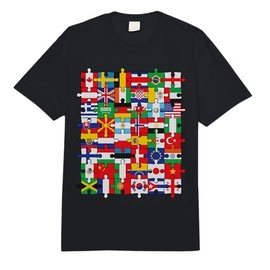 Flags of Countries of The World International Flag Puzzle Comfort Colors Adult Heavyweight T-Shirt