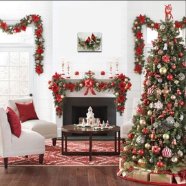 Christmas Wall Art Cardinals Picture - Print Red Bird Painting Stretched and Framed Ready to Hang for Wall Décor