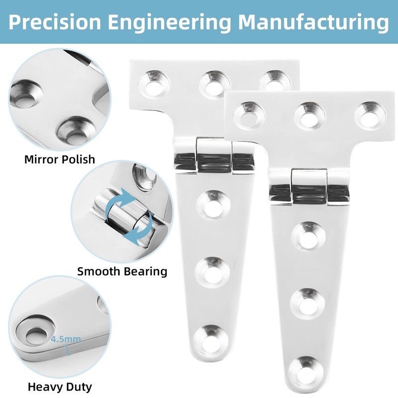 RiaYer Heavy Duty 316 Stainless Steel T Hinges, Marine Grade,