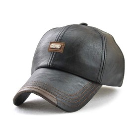 CHENNUO PU Leather Baseball Cap Men's Baseball Cap Outdoor Winter Baseball Cap, brown