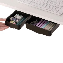 Organizadores de Escritorio Deslizantes, Paquete de 2 - Organizadores de Cajones y Accesorios para Oficina y Baño, Separadores de Plástico, Artículos de Papelería y Cosas, Desk Organizer, Blanco Negro