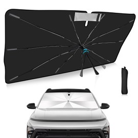 2025 Upgrade Windshield Sun Shade Umbrella Custom Fit for Hyundai Kona 2024-2025 Foldable UV Protection Car Cover, Emergency Rain Shield & Dashboard Protector - Durable Auto Accessory
