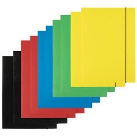 D.RECT | Folders for Paperwork | Cardboard Files | Folders with Elastic Band | Document Organiser | Folder for School - Office - Home | Pack of 10 Pieces ( 5 x 2 ) | 3 Flaps | Size: A4 | Colour: Mix