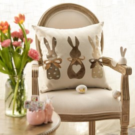 Artoid Mode DREI Hasen Ostern Kissenbezug, 45x45 cm Frühling Saisonnal Zierkissenbezug Cushion Cover Couch Wohnzimmer Deko
