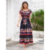 EFOGEP Women's Mexican Dress Summer Boho Flowers Draped Dress Off
