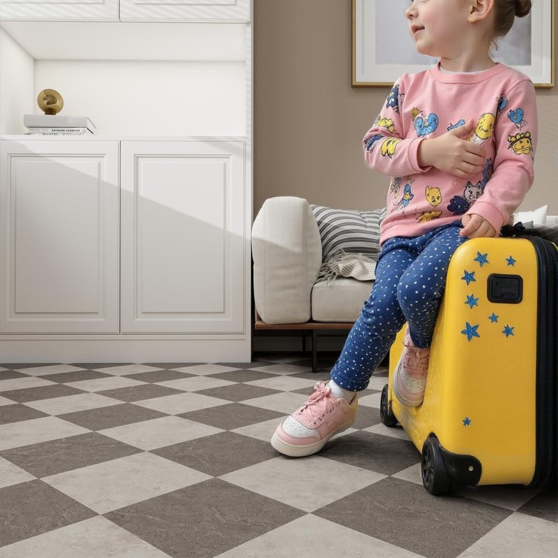 auxua Caramel‌ Vinyl Checked Flooring Roll – Small Size (15.7”