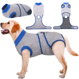 Kuoser Dog Surgery Recovery Suit, Dogs Recovery Suits Female Spay and Male Neuter for Post-Op Care, Soft Dog Onesie Surgery Cone alternative Prevent Licking, Grey XL