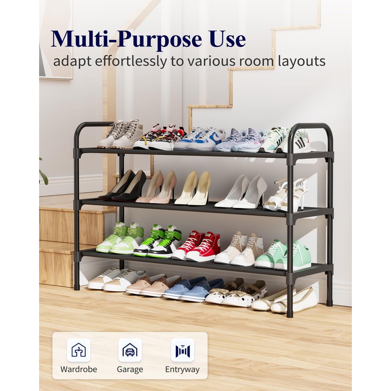 Kitsure Extra-Long Shoe Rack for Closet, Shoe Organizer for Front