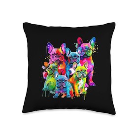 Frenchie French Bulldog Dog French Bulldog Dog Pug Streetart for Frenchie Owner Throw Pillow, 16x16, Multicolor