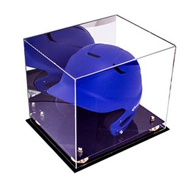 Better Display Cases Acrylic Baseball Batting Helmet Display Case with Mirror and Gold Risers (A012-GR)