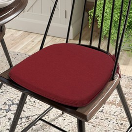 Magpie Fabrics Outdoor/Indoor 17"x16"x2" Chair Cushions with Ties Set of 4, Waterproof All Weather U-Shape Seat Pads Decoration for Patio Garden Furniture Home Office (Dark Red)