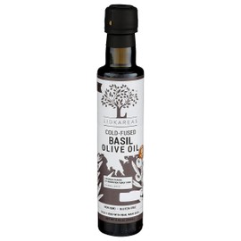 Basil Extra Virgin Olive Oil - Greek Cold Fused Basil EVOO - 2020 Global Award Winner - Single Sourced - Cold Pressed - First Pressed - 8.45oz - No Artificial Flavor