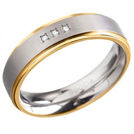 Boccia 0134-04 Women's Ring Titanium Diamond (0.03 ct) White Brilliant Cut, Titanium, Diamond