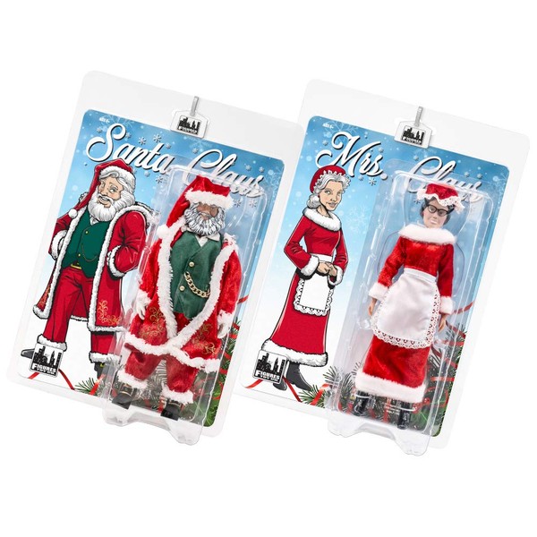 Set of 2 Figures: Santa & Mrs. Claus 8 Inch Retro Action Figure [2018 Editions]