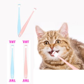 CUECOMER 2 PCS Cat & Dog Toothbrush,360 Degree Soft Silicone, Independent Packaging,Oral Hygiene,Cat Dental Care,Cleaning Brushes for Dog Cat Oral Dental Health,Pink