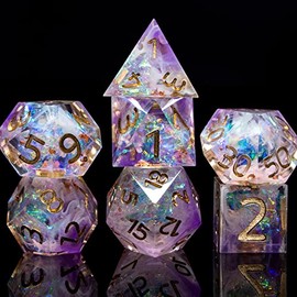 ARUOHHA Resin DND Dice Set 7Pcs Sharp Edge Dice for Dungeons and Dragons RPG Board Games Polyhedral Dice D + D Role Playing Dice D&D Dice Set with Gift Box D and D Dice Set D20 D12 D10 D8 D6 D4