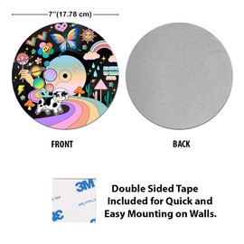 WIRESTER 2 Pieces Set Rainbow Milky Wave, Y2K High-Teen Records Wall Decor, Round Aluminum Hanging Sign 7 Inch, Wall Art Decoration for Party, Bar, Home, Office, Studio