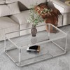MINPINSER Glass Coffee Table, Clear Coffee Table with 2 Tiers,