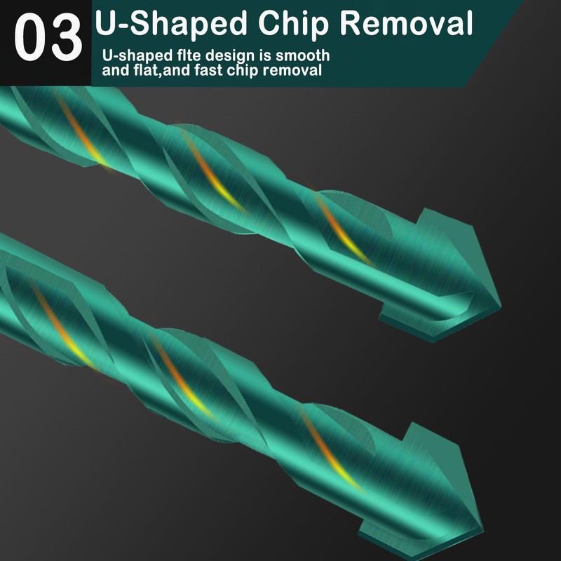 10PC 3/16" Green Concrete Drill Bit Set, Mgtgbao 5mm Masonry
