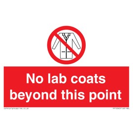No lab coats beyond this point sign - 150mm x 100mm - A6L