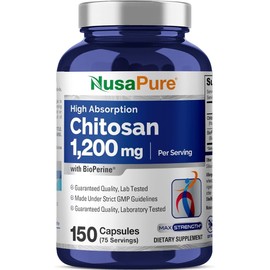 누사퓨어 키토산 1200mg + 바이오페린 캡슐 150정 Nusa Pure Chitosan 1200mg + BioPerine Capsules 150 Count