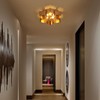 VILUXY 19" Flush Mount Ceiling Light, Antique Gold Leaf Finish