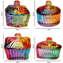 Plato de monómero de vidrio para decoración de uñas, set de 4 piezas, multifunción, para mezclar líquidos y lavar pinceles, uso en manicura