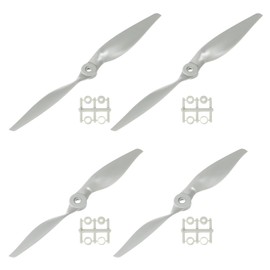MECCANIXITY 8x6 10x7 Propeller RC Propellers 2 Vane Blades Props Grey with Adapter Rings for Electric Airplane Aircraft, Pack of 4