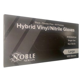 Noble NexGen Powder-Free Disposable Black Hybrid 3 Mil Thick Gloves Size Large - 500( 5 BOXES)
