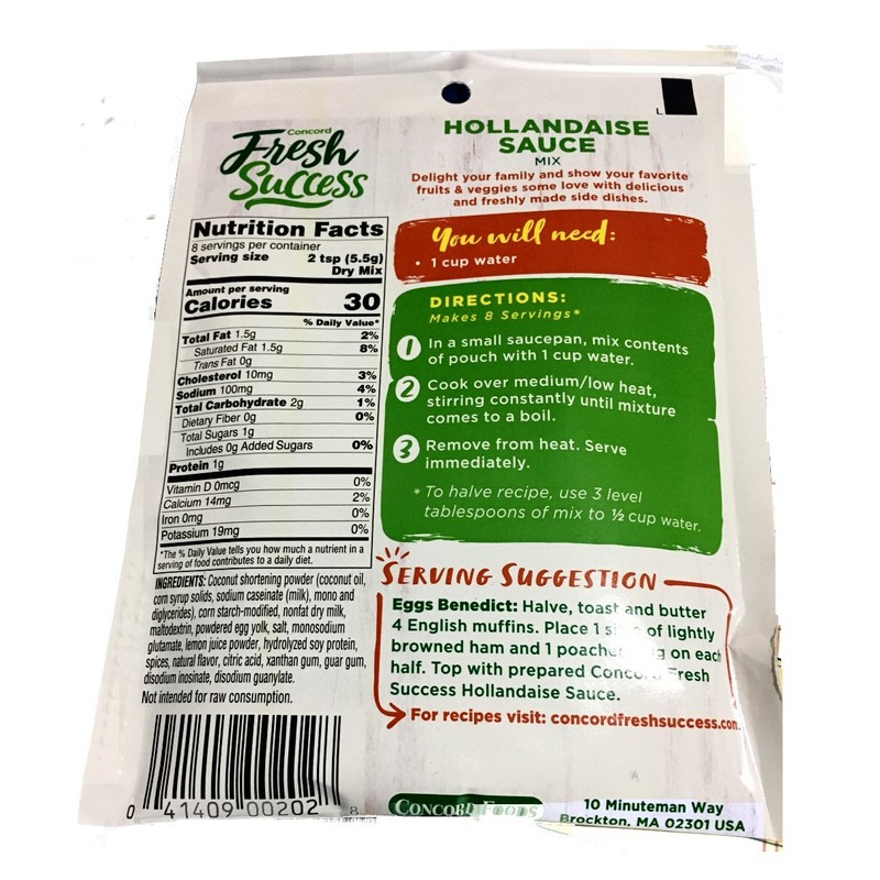 Concord Hollandaise Sauce, 1.6-Ounce Pouches (Pack of 18 )