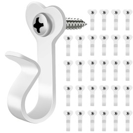 Dreecy 30 Packs White String Light Hooks for Outside, Stainless Steel Outdoor Light Hook for String Lights, Hooks for Outdoor String Lights Christmas Party Easy Release Wire and Fairy Led Light