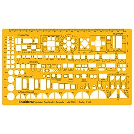 Liquidraw 1:100 Scale Architectural Scale Ruler Drawing Template Stencil Architect Technical Drafting Supplies, Architecture Furniture Design Symbols for House Interior Floor Plan