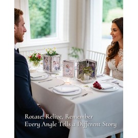 Inweder 4x6 Picture Frames for Tabletop: Rotating Box Design - Wood Photo Frame 4 x 6 Standing on Desk Home Office for Couples Family, White 2 Packs