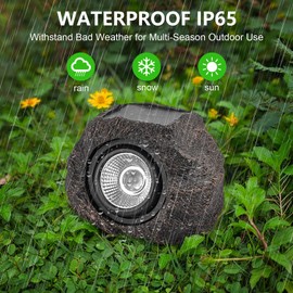 Candieslife Solar Garden Rock Lights Outdoor - IP65 LED Waterproof Solar Spotlight, Solar Powered Landscape Lights Decorative Garden Stone Lights for Pathway, Walkway, Yard, Patio (4 Pack)