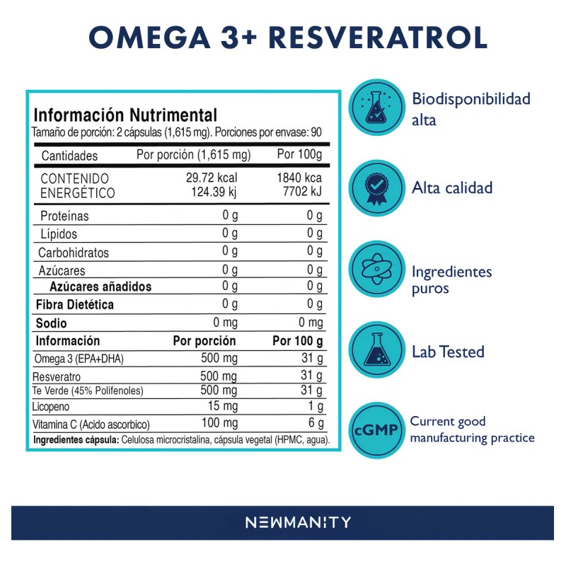 Suplemento en cpsula Newmanity Omega 3 de Omega 3 Resveratrol