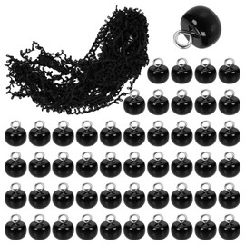 Swpeet 20 Yard Black Nylon Braid Trim with Elastic Button Loop, 50Pcs Half Domed Pearl Buttons Kit, Elastic Cord with Buttonhole for Weddings, Parties & General Use