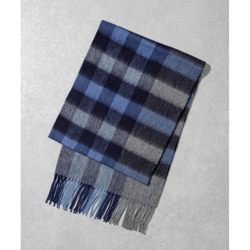 nano universe Wool Check Scarf, navy