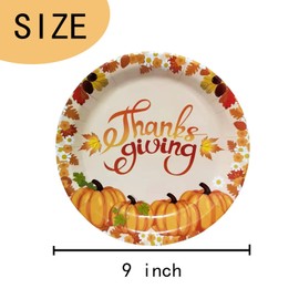 Visroco 40 PCS 9 '' Thanksgiving Paper Plates Fall Theme Party Supplies Give Thanks Pumpkin Autumn Tableware for Fall Thanksgiving Dinner Party Decorations