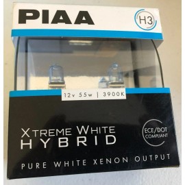 PIAA 23-10103 H3 Xtreme White Hybrid Replacement Bulb 12V 55W 3900K Twin Pack