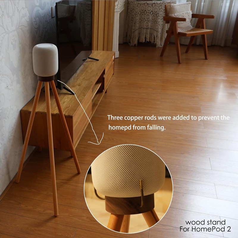 HOOKMEMO Speaker Stand for HomePod 2（2023） Black Walnut Stand for