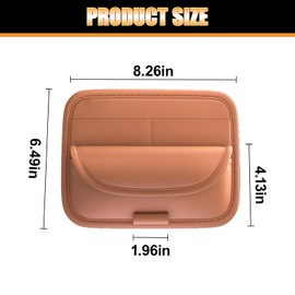 ZIMISI Sun Visor Organizer, PU Leather Waterproof Car Visor Storage Bag, Multi-Pocket Auto Sunglasses Holder for Driving License, Card, Pen, Universal Car Interior Accessories for SUV, Truck (Brown)