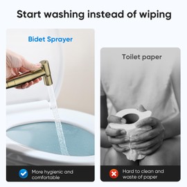 Arofa Gold Handheld Bidet Sprayer for Toilet - Stainless Steel Cloth Diaper Jet Spray, Adjustable Water Pressure Control with Bidet Spray Hoses, Bidet Toilet Sprayer for Baby/Feminine Wash