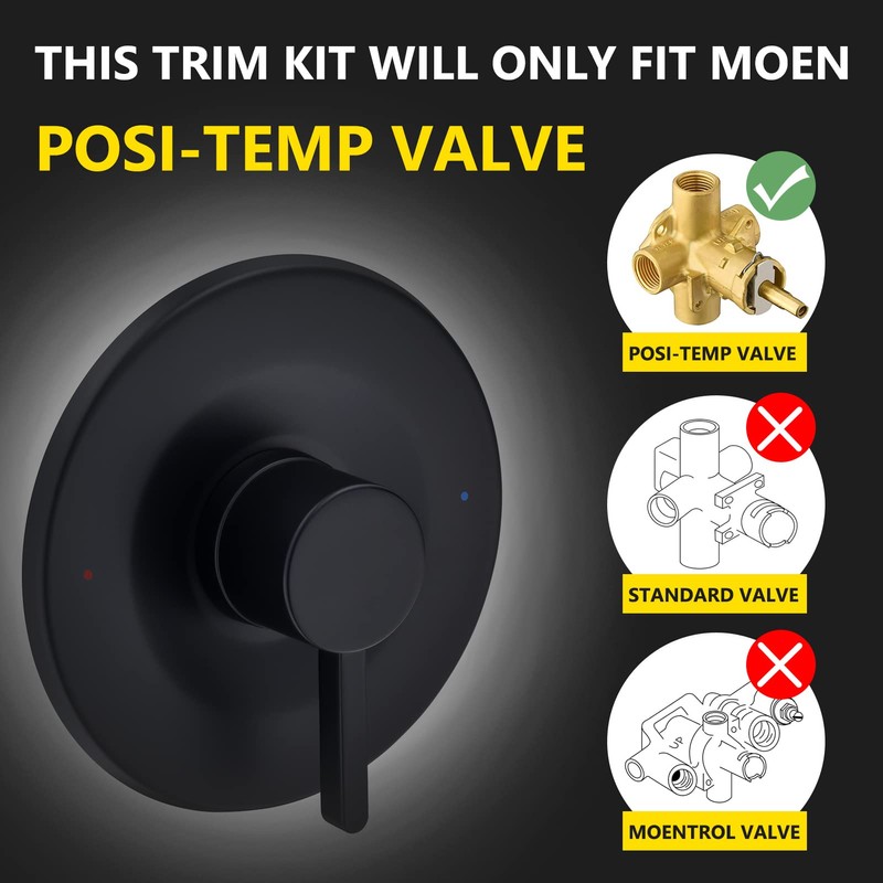 Shower and Tub Trim Kit, Compatible with Moen Posi-Temp Valve,