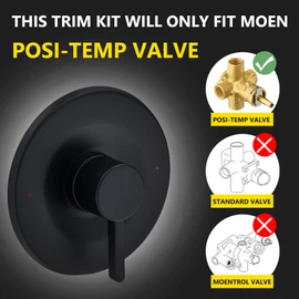 Shower and Tub Trim Kit, Compatible with Moen Posi-Temp Valve, Matte Black