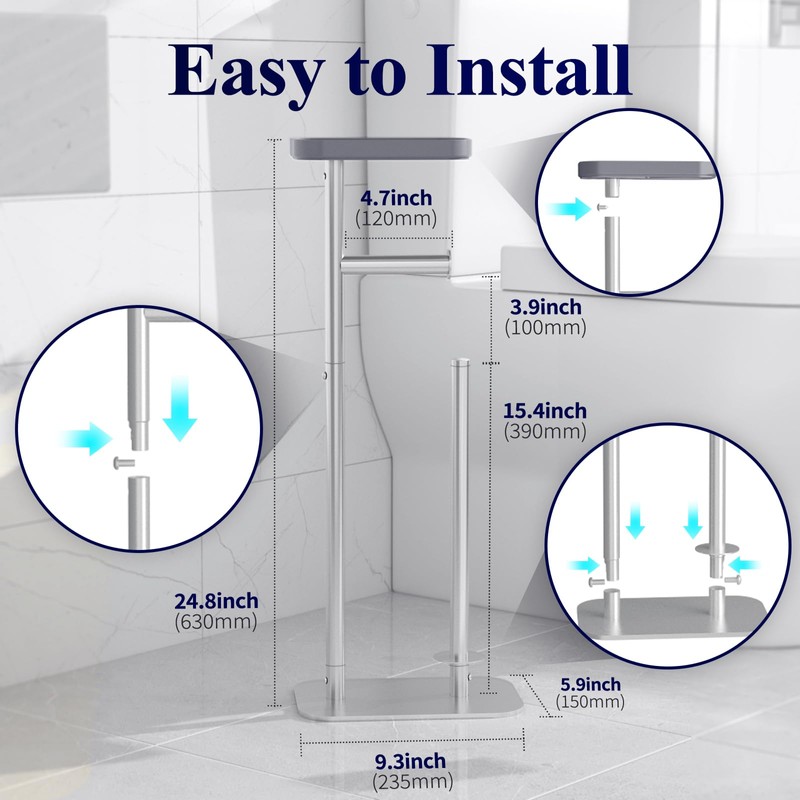 Kitsure Toilet Paper Holder Free Standing – Rustproof Metal Toilet
